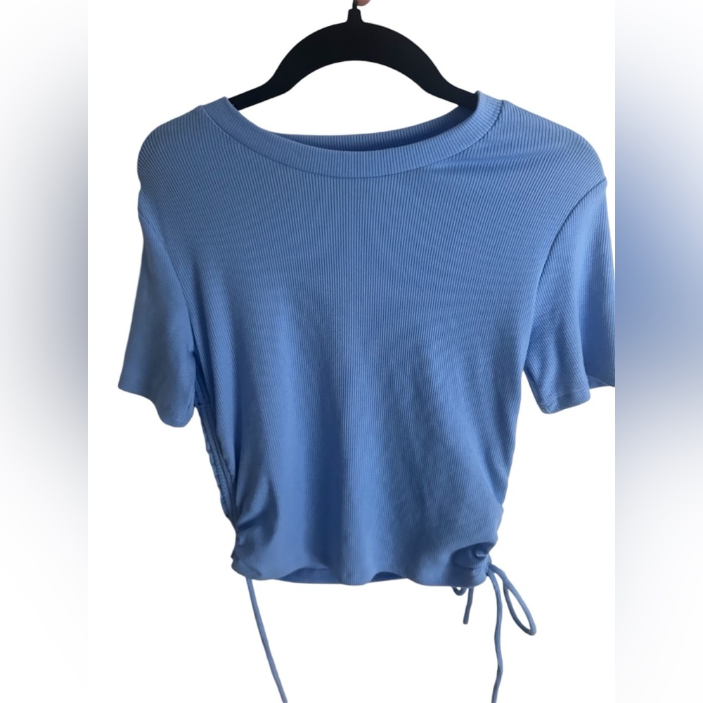 ZARA sky blue tie baby tee
